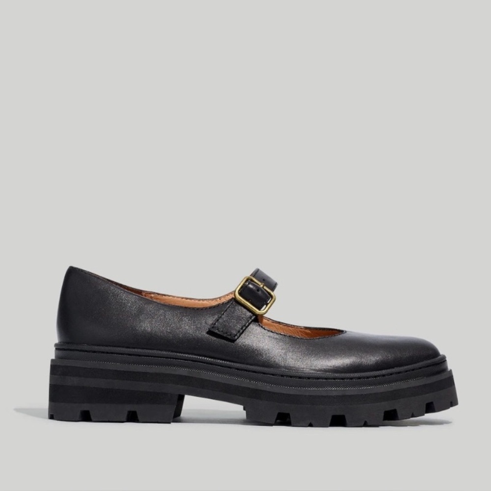 Madewell Black Leather Mary Jane Loafers with Buckle - Picture 14 of 14